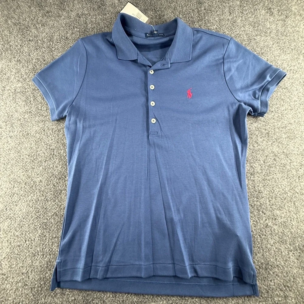 Ralph Lauren Classic Polo Shirt Vintage Royal Blue Red Pony NWT Large